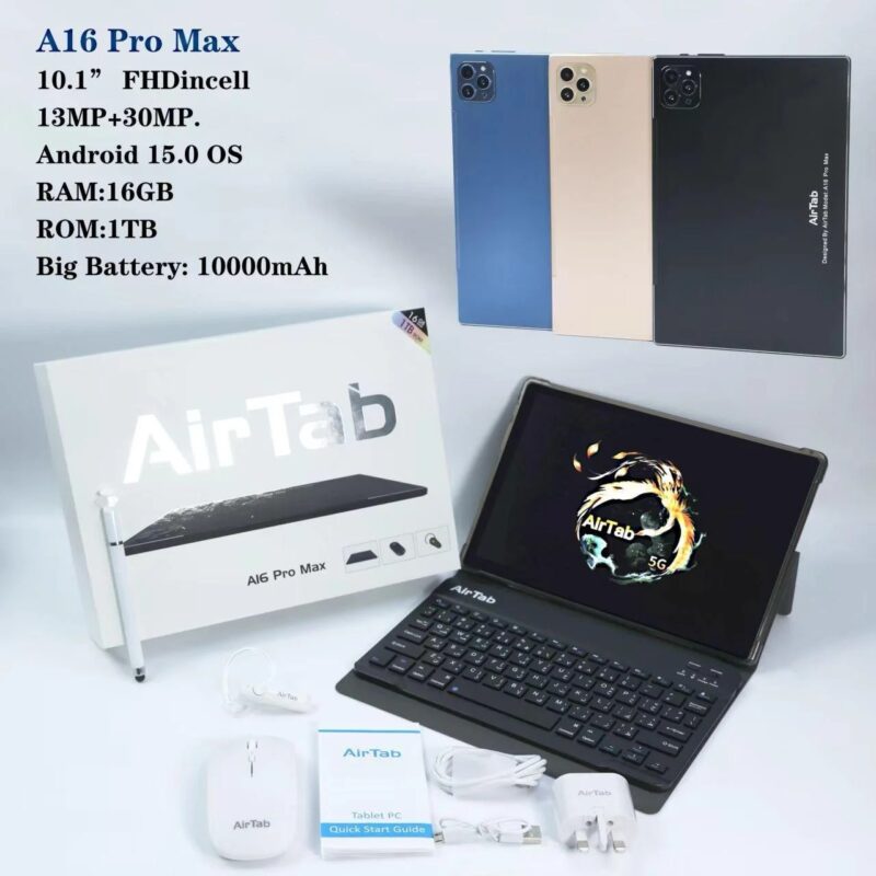 تابلت اير تاب A16 Pro Max بزود بكيبورد وماوس مساحة 1 تيرا